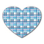 Blue plaid pattern Heart Mousepads
