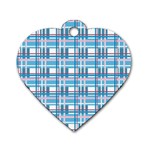 Blue plaid pattern Dog Tag Heart (Two Sides)