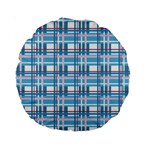 Blue plaid pattern Standard 15  Premium Round Cushions