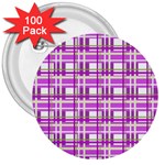 Purple plaid pattern 3  Buttons (100 pack) 