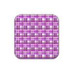 Purple plaid pattern Rubber Square Coaster (4 pack) 