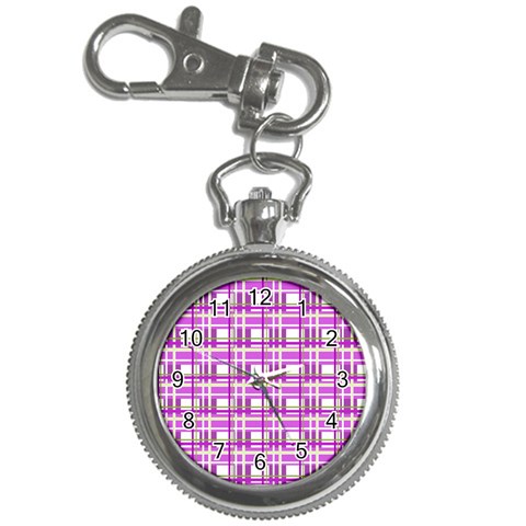 Purple plaid pattern Key Chain Watches from ZippyPress Front