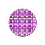 Purple plaid pattern Rubber Coaster (Round) 