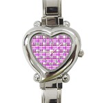 Purple plaid pattern Heart Italian Charm Watch