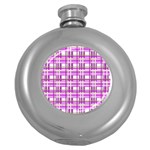 Purple plaid pattern Round Hip Flask (5 oz)