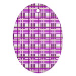 Purple plaid pattern Oval Ornament (Two Sides)