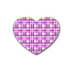 Purple plaid pattern Heart Coaster (4 pack) 