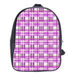 Purple plaid pattern School Bags(Large) 