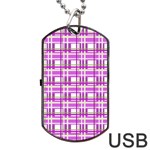 Purple plaid pattern Dog Tag USB Flash (Two Sides) 