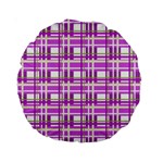 Purple plaid pattern Standard 15  Premium Round Cushions