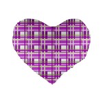 Purple plaid pattern Standard 16  Premium Heart Shape Cushions