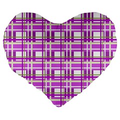 Purple plaid pattern Large 19  Premium Heart Shape Cushions from ZippyPress Back
