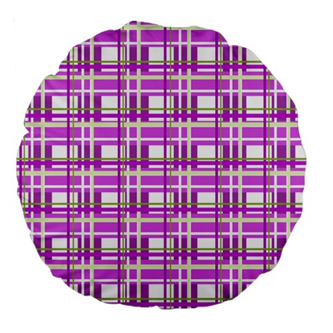 Purple plaid pattern Large 18  Premium Flano Round Cushions from ZippyPress Front
