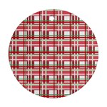 Red plaid pattern Ornament (Round) 