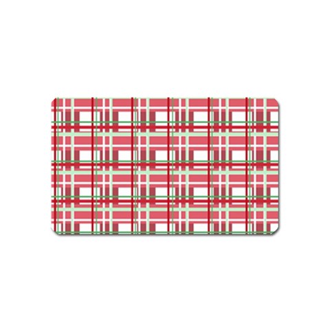 Red plaid pattern Magnet (Name Card) from ZippyPress Front