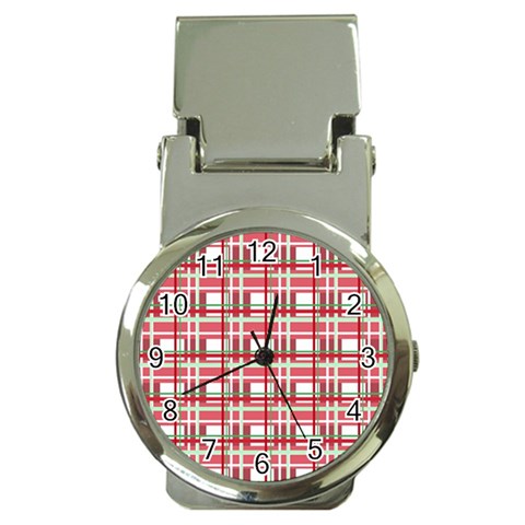 Red plaid pattern Money Clip Watches from ZippyPress Front