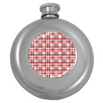 Red plaid pattern Round Hip Flask (5 oz)
