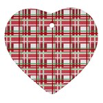 Red plaid pattern Heart Ornament (2 Sides)