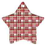 Red plaid pattern Star Ornament (Two Sides) 