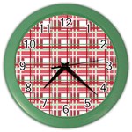 Red plaid pattern Color Wall Clocks