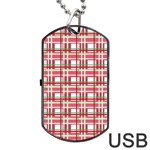 Red plaid pattern Dog Tag USB Flash (One Side)