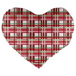 Red plaid pattern Large 19  Premium Flano Heart Shape Cushions