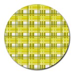 Yellow plaid pattern Round Mousepads