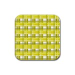 Yellow plaid pattern Rubber Coaster (Square) 
