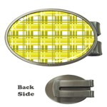 Yellow plaid pattern Money Clips (Oval) 