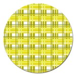 Yellow plaid pattern Magnet 5  (Round)