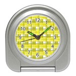 Yellow plaid pattern Travel Alarm Clocks