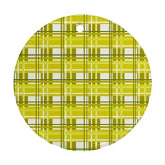 Yellow plaid pattern Round Ornament (Two Sides)  from ZippyPress Back