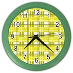 Yellow plaid pattern Color Wall Clocks