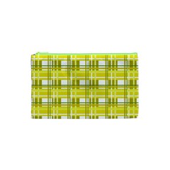 Yellow plaid pattern Cosmetic Bag (XS) from ZippyPress Front