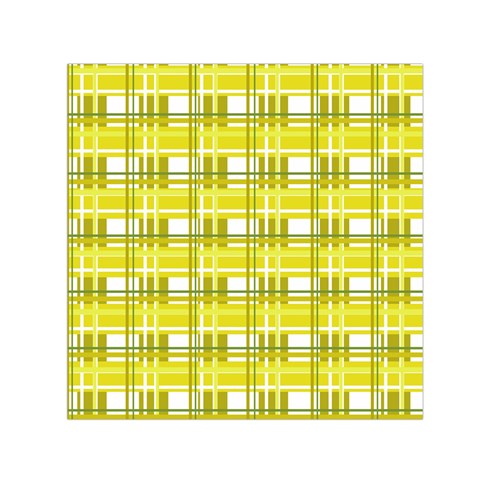 Yellow plaid pattern Small Satin Scarf (Square) from ZippyPress Front