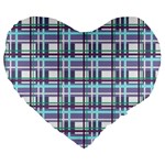 Decorative plaid pattern Large 19  Premium Heart Shape Cushions