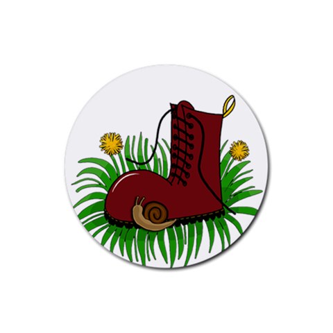 Boot in the grass Rubber Coaster (Round)  from ZippyPress Front
