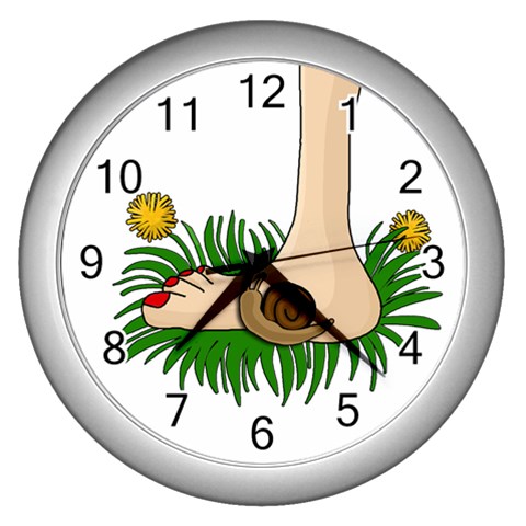 Barefoot in the grass Wall Clocks (Silver)  from ZippyPress Front