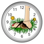 Barefoot in the grass Wall Clocks (Silver) 