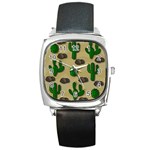 Cactuses Square Metal Watch