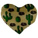 Cactuses Large 19  Premium Flano Heart Shape Cushions