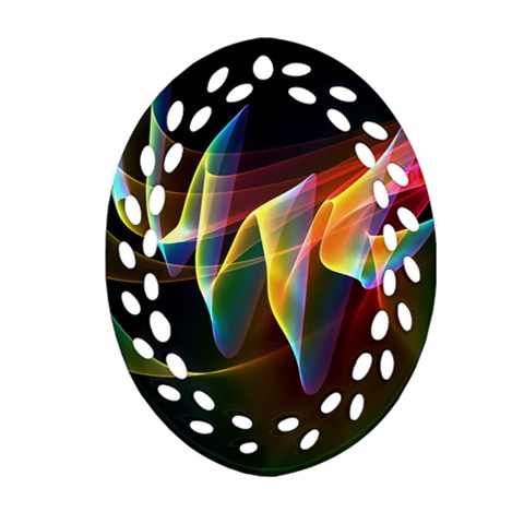 Northern Lights, Abstract Rainbow Aurora Ornament (Oval Filigree)  from ZippyPress Front