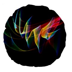 Northern Lights, Abstract Rainbow Aurora Large 18  Premium Flano Round Cushions from ZippyPress Front