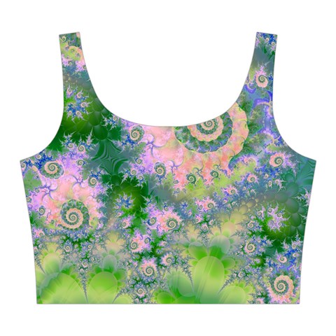 Rose Apple Green Dreams, Abstract Water Garden Midi Sleeveless Dress from ZippyPress Top Front