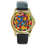 Stained glass                        Round Gold Metal Watch