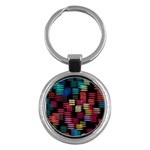 Colorful horizontal paint strokes                         Key Chain (Round)