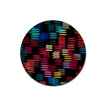 Colorful horizontal paint strokes                         Rubber Coaster (Round)