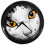 cat yellow eyes Wall Clock (Black)