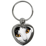 cat yellow eyes Key Chain (Heart)