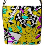 Shapes on a yellow background                                         Flap Closure Messenger Bag (S)